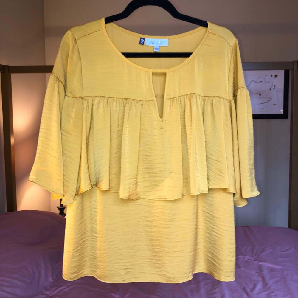 Last chance! Mustard Yellow Ruffle Top